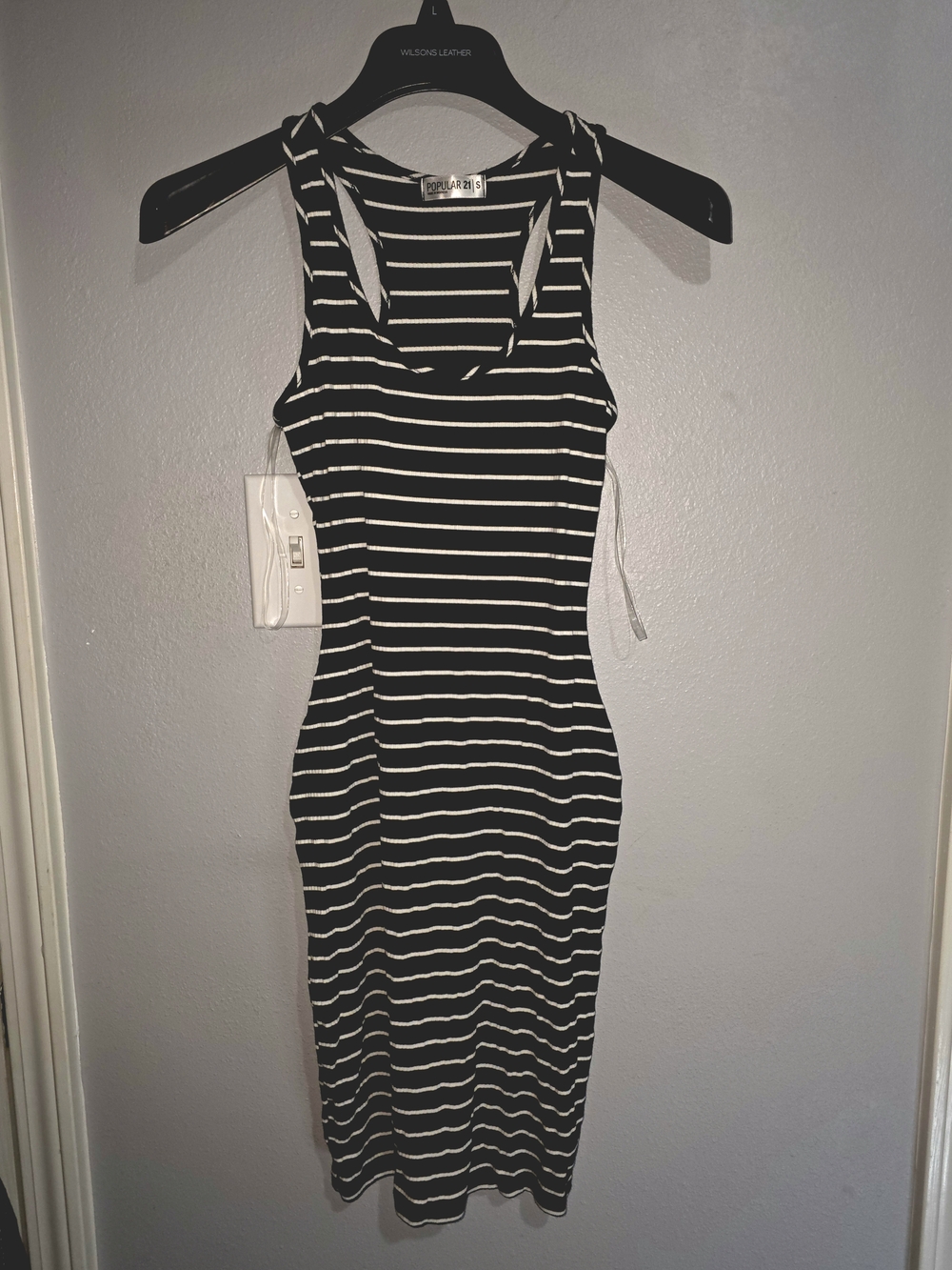 Sleeveless Black & White Striped Midi Dress